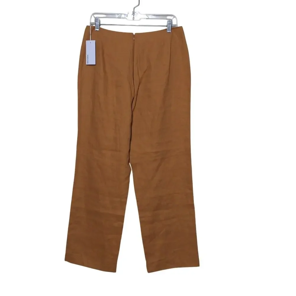 Reformation Justin Linen Pant in Barley Cropped High Rise Slim 10 New